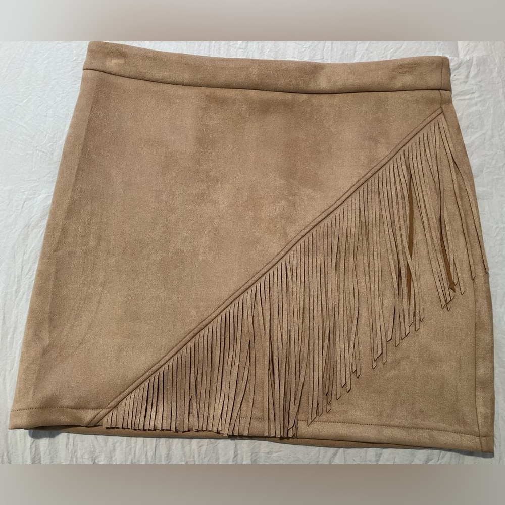 NWOT Crazy Train mini skirt with fringe.